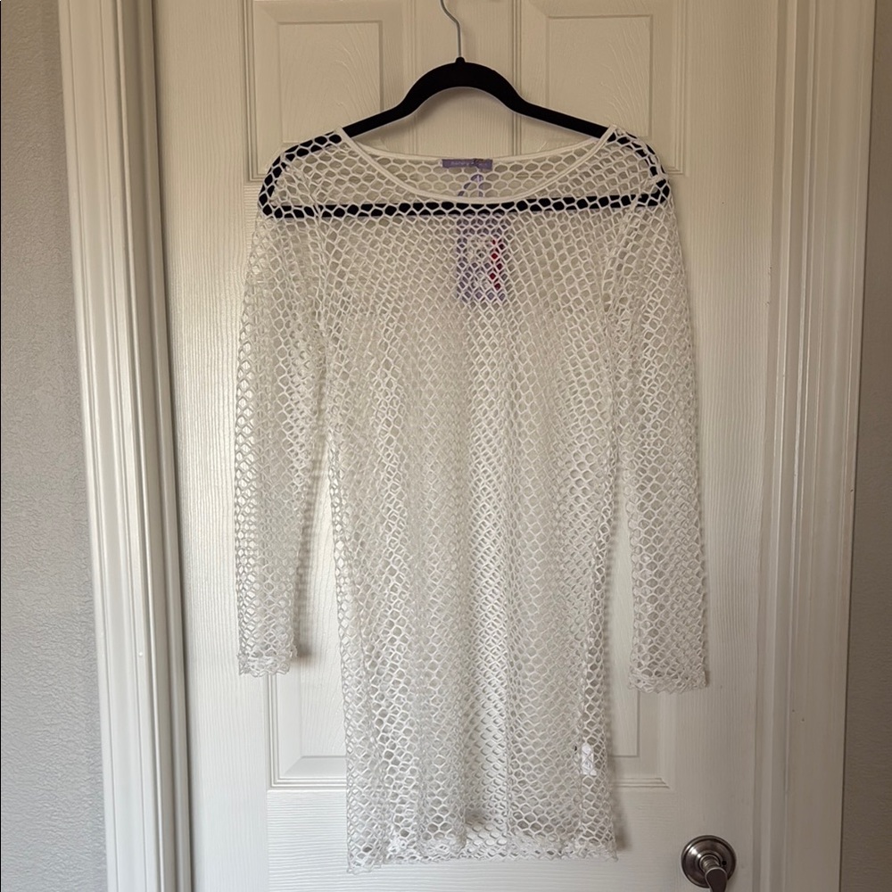 White Mesh Swim Coverup